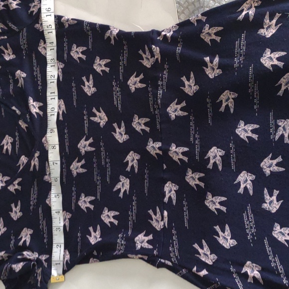 Next deep v cap sleeve navy & pink bird dress size US 6 - Picture 7 of 11